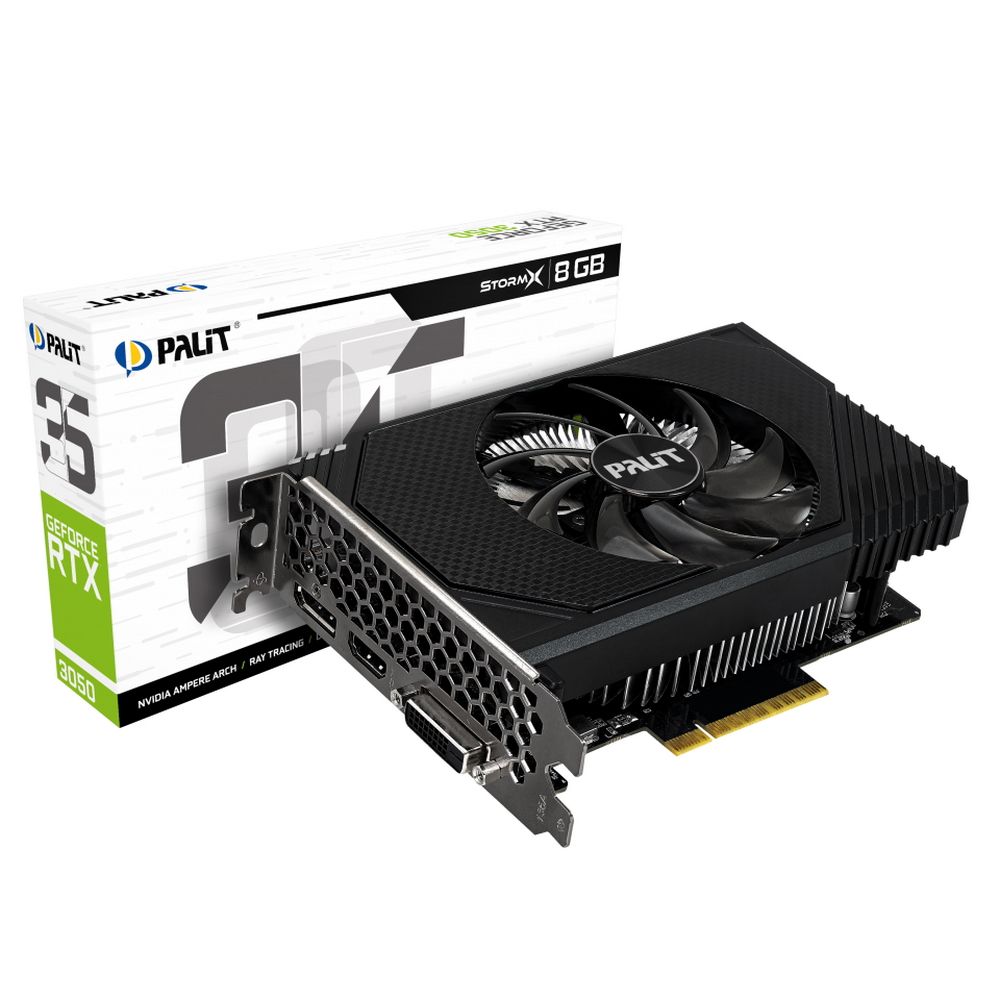 Видеокарта Palit RTX3050 STORMX 8GB GDDR6 128bit DVI DP HDMI 1FAN