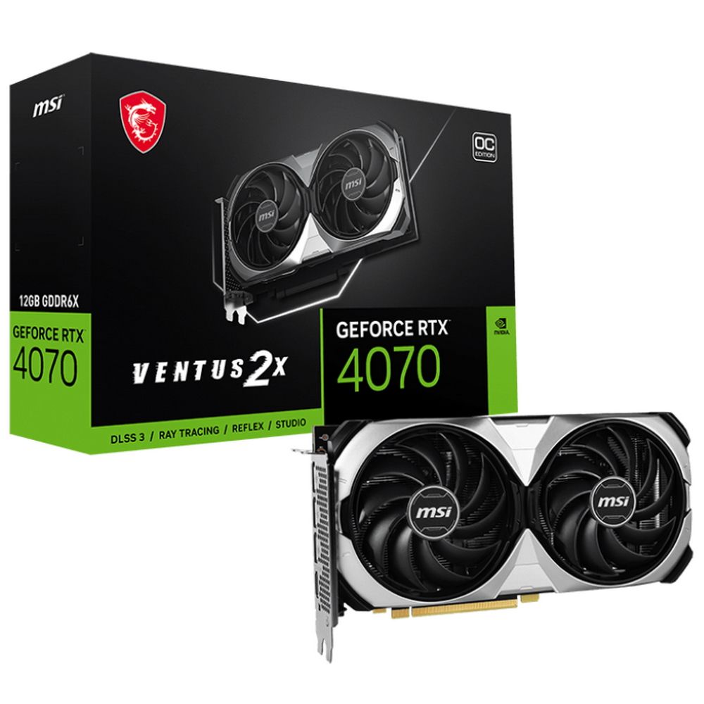 RTX 4070 VENTUS 2X 12G OC - Видеокарта MSI RTX4070 VENTUS 2X 12GB OC GDDR6X  192-bit DPx3 HDMI