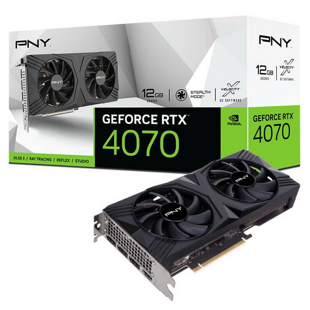 VCG407012DFXPB1 - Видеокарта PNY RTX4070 12GB VERTO Dual Fan DLSS 3 GDDR6X  192-bit DPx3 HDMI RTL