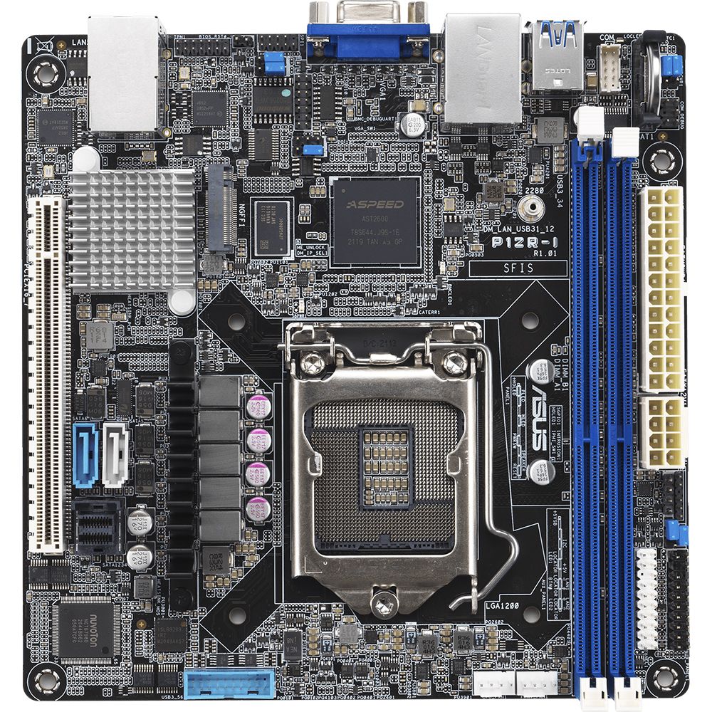 90SB0A70-M0UAY0 - Материнская плата ASUS P12R-I Mini-ITX, LGA 1200, 2x DDR4  DIMM (to 64GB ECC UDIMM), 6x USB 3.0 (4 rear), 6x SATA (4 in MiniSAS HD),  1x PCIE x16, 1xM.2 2280,