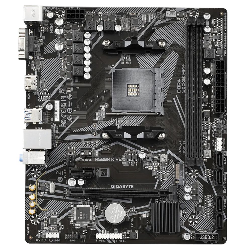Материнская плата Gigabyte A520M K V2, RTL