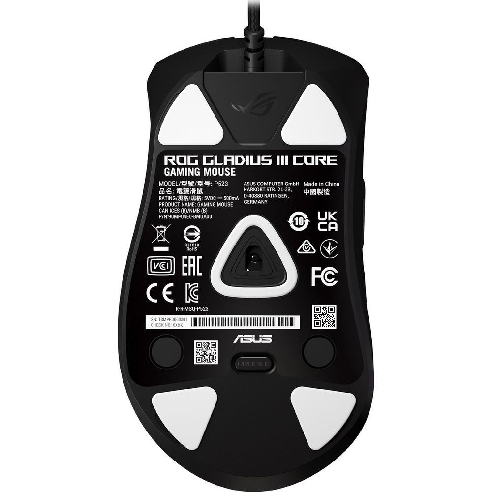 Мышь ASUS P523 ROG GLADIUS III CORE/BLK 35g 12,000DPI USB 6buttons wired