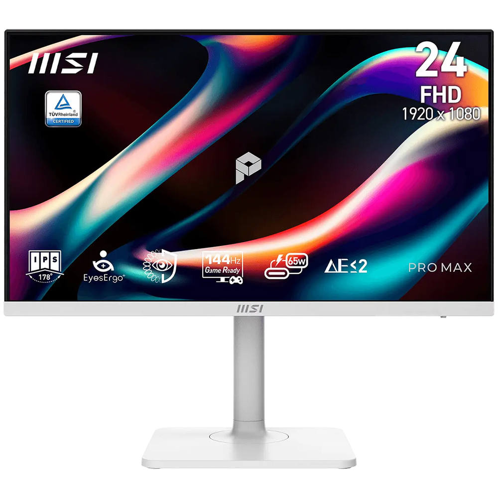 Монитор 23.8" MSI PRO MAX 241PHW E14 IPS, 1920x1080, 144Hz, 4ms, 300сd/m, 1500:1, HDR | HDMI(2.0b), DP(1.2a), Type-C(PD-65W), 2xUSB3.2 | HAS, Pivot, Swivel, InPSU, Speakers, Vesa 75, White