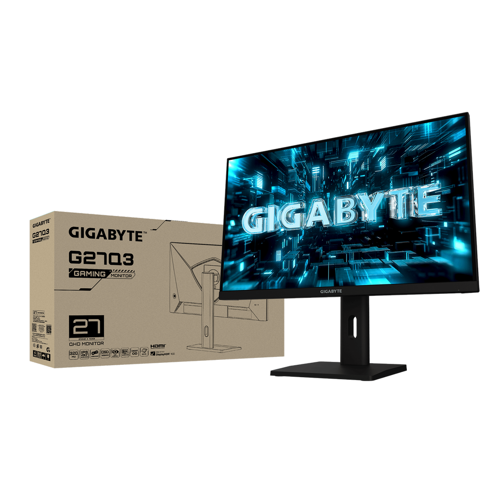 Монитор 27" Gigabyte G27Q3 EK Black 27" IPS, 2560 x 1440, 320Hz, 10bit (1.07B), 1ms, 350cd/m, 1300:1, 2xHDMI-2.0, DP-1.4, 1xUSB2.0, Pivot)