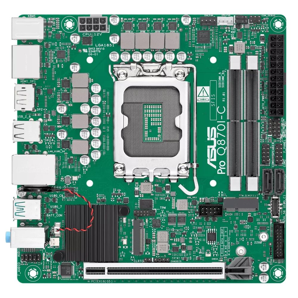 Материнская плата ASUS PRO Q870I-C-CSM LGA1851 mini-ITX 2xDDR5 PCIEx16 M.2 USB-C 2xDP HDMI GLAN