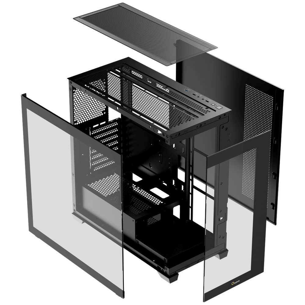 Корпус Case Ocypus Gamma C72 BK ATX / win / black / no PSU / Tempered Glass