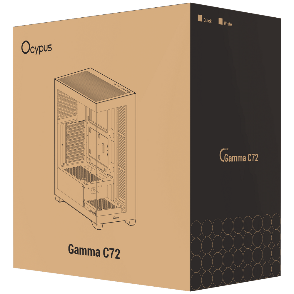 Корпус Case Ocypus Gamma C72 BK ATX / win / black / no PSU / Tempered Glass