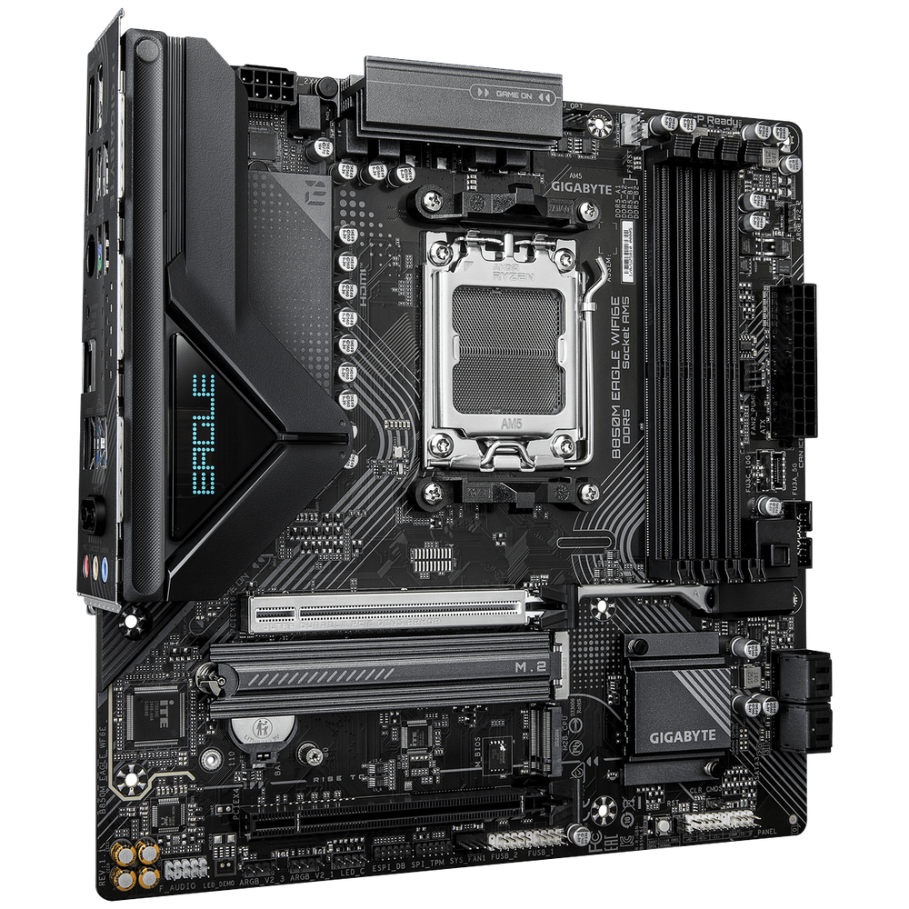 Материнская плата Gigabyte B850M EAGLE WIFI6E B850, AM5, 4xDDR5, 2*PCIEx16, 2*M.2, 2*TypeC, 1*USB3.2Gen2, 4*USB3.2Gen1, 8*USB2.0, 4*SATA3.0, 2.5G, 2*DP, HDMI, M-ATX, RTL