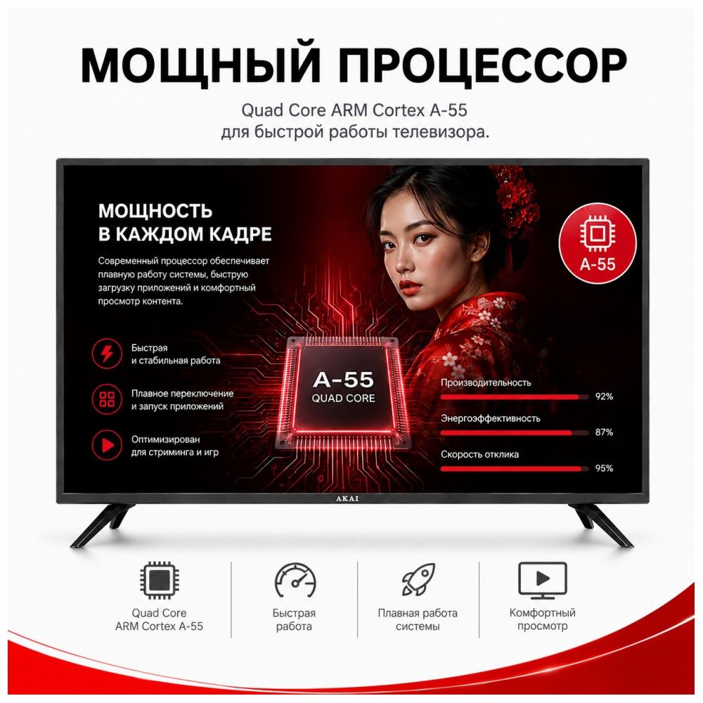 43" Телевизор Q-LED AKAI TA43BQ900 /UHD/SBER Салют/