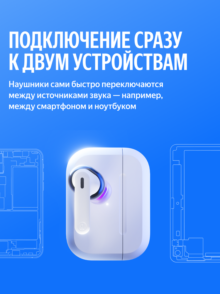 Наушники TWS Яндекс Дропс с Алисой AI, белый (YNDX-00150WHT)