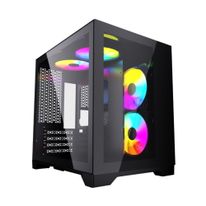 Корпус Powercase Vision Micro, Black, Tempered Glass, 4х 120mm 5-color fan, чёрный, mATX (CVBM-L4) (CVBM-L4) (202896)