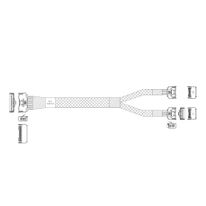 Кабель JPC P732VGB10800-1 Cable MCIO x8 74P (STRAIGHT TYPE)  -TO-  2*MCIO x4 38P (STRAIGHT TYPE) , L:80cm