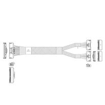 Кабель JPC P733BGB10800-1    Cable MCIO x16 124P (STRAIGHT TYPE)  -TO-  2*MCIO x8 74P (STRAIGHT TYPE) , 85 Ohm, L:80cm