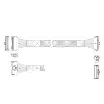 Кабель JPC P7322GB00800-2    Cable MCIO x8 74P (прямой Straight Type)  -TO-  MCIO x8 74P (угловой Right Angle) , 85 Ohm, L:80cm