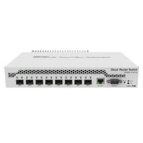 Коммутатор MIKROTIK CRS309-1G-8S+IN Cloud Router Switch 309-1G-8S+IN with Dual core 800MHz CPU, 512MB RAM, 1xGigabit LAN, 8 x SFP+ cages, RouterOS L5 or SwitchOS (dual boot), passive desktop case, rackmount ears, PSU