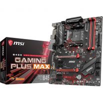 Материнская плата MSI B450 GAMING PLUS MAX, Socket AM4, AMD®B450, 4xDDR4-2667, 2xPCI-Ex16x, 4xPCI-Ex1x, DVI-D+HDMI, 6xSATA3(RAID 0/1/10), 1xM.2, 8 Ch Audio, GLan, (2+4)xUSB2.0, (4+4)xUSB3.2, 1xPS/2, ATX, RTL {}