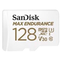 Карта памяти SanDisk MAX ENDURANCE microSDXC 128GB + SD Adapter - for home security cameras & dashcams up to 60,000 Hours, Full HD / 4K videos, Extreme endurance, up to 100/40 MB/s Read/Write speeds, C10, U3, V30