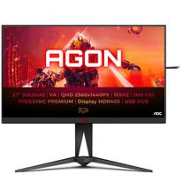 Монитор 27" AOC AG275QXN Black (VA, 2560x1440, HDMI+HDMI+DP, USB HUB, 1 ms, 178°/178°, 400 cd/m, 1000:1, 165Hz)