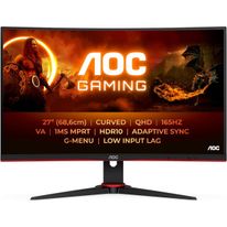 Монитор 27" AOC CQ27G2SE Black-Red  (VA, изогнутый, 2560x1440, 165Hz, 1 ms, 178°/178°, 250 cd/m, 80M:1, +2xHDMI 2.0, +DisplayPort 1.4) 