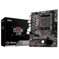 Материнская плата MSI B550M-A PRO B550, AM4, 2*DDR4, 1*PCIEx16, 1*PCIEx1, 1*M.2, 6*USB3.2Gen1, 6*USB2.0, 4*SATA3.0, 1G, DVI, HDMI, M-ATX, RTL