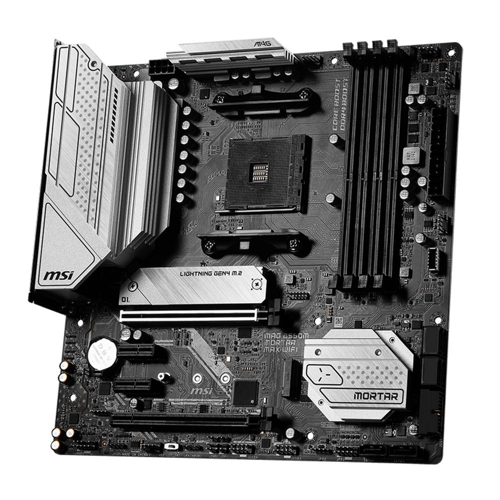 Материнская плата MSI MAG B550M MORTAR MAX WIFI B550, AM4, 4*DDR4, 2*PCIEx16, 2*PCIEx1, 2*M.2, 2*TypeC, 1*USB3.2Gen2, 4*USB3.2Gen1, 6*USB2.0, 6*SATA3.0, 2.5G, DP, HDMI, M-ATX, RTL
