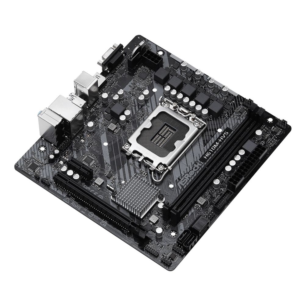 Материнская плата ASRock H610M-HVS, Socket 1700, Intel®H610, 2xDDR4-3200, D-SUB+HDMI, 1xPCI-Ex16, 1xPCI-Ex1, 4xSATA3, 8 Ch Audio, 1xGLan, (4+2)xUSB2.0, (2+2)xUSB3.2, 1xPS/2, mATX, RTL {20} (936678) H610M-HVS