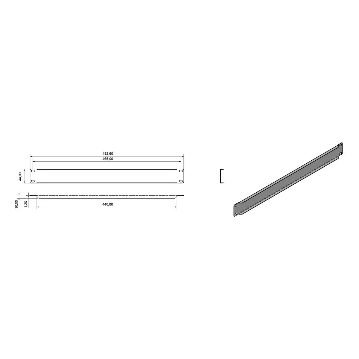Панель Hyperline Hyperline BPV-1-RAL9005 Фальш-панель 1U цвет черный (RAL 9005) (007050) {20}