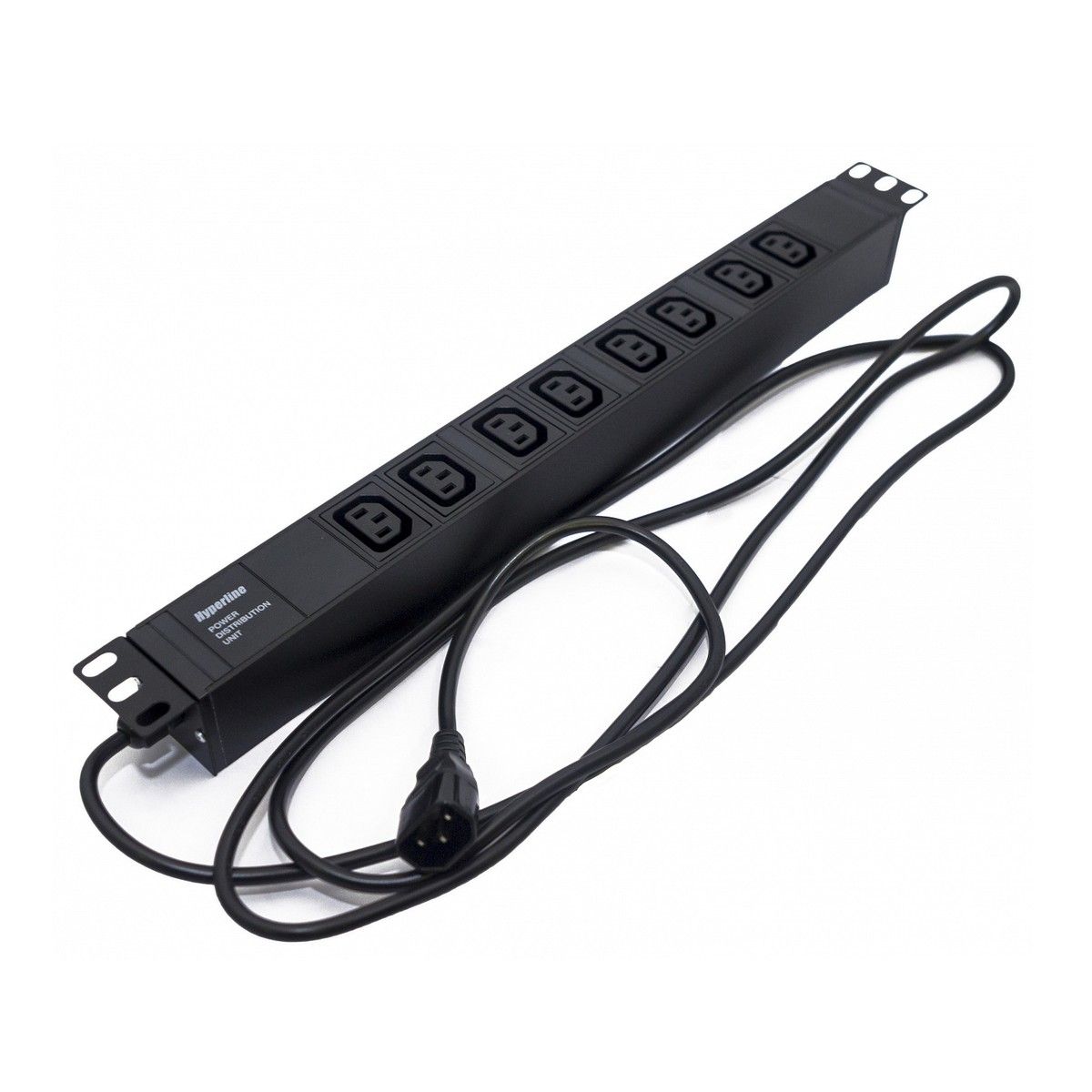 Сетевой фильтр Hyperline Hyperline SHE19-8IEC-2.5IEC Блок розеток для 19" шкафов, горизонтальный, 8 розеток IEC320 C13, кабель питания 2.5м (3х1.0мм2) с вилкой IEC320 C14 10A, 250В, 482.6x44.4x44.4мм (ШхГхВ), корпус алюминий, черный (086778)