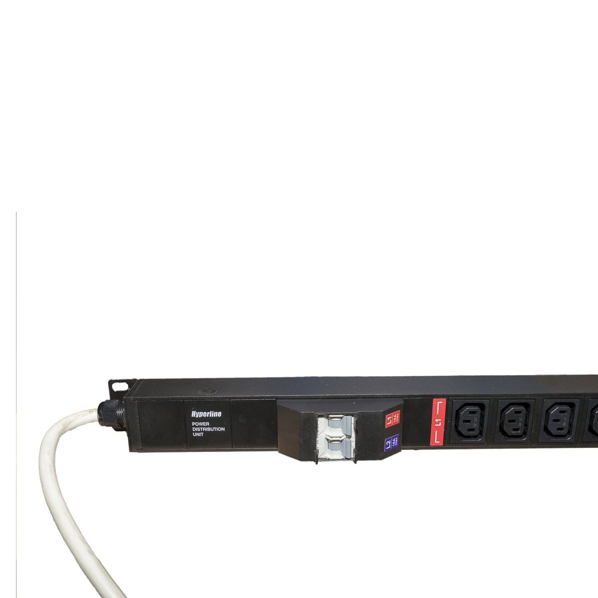 Сетевой фильтр Hyperline Hyperline SHE-20IEC-4BIEC-B-3PVB Блок розеток, вертикальный, 20 розеток IEC320 C13, 4 розетки IEC320 C19, автоматич. выключатель, кабель питания 3м (3х4.0мм2) с вилкой IEC 60309 32А (2х16A) (2P+E), 250В, 1556x44.4x44.4мм (ДхШхВ), корпус алюминий, черный