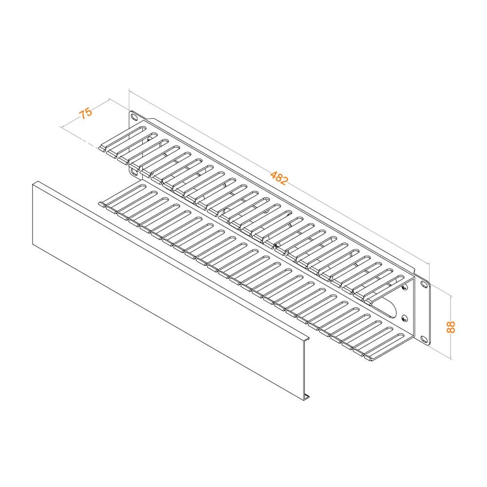 Органайзер Hyperline Hyperline CM-2U-PL-COV Кабельный организатор 2U пластиковый с крышкой, 19», 2U