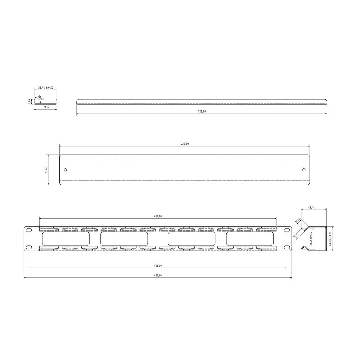 Органайзер Hyperline Hyperline CM-1U-ML-COV Кабельный организатор 1U металлический с крышкой, 19» (008736)