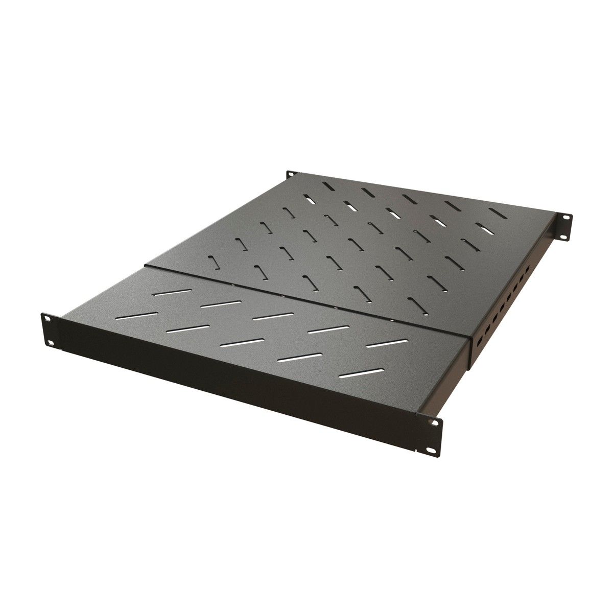 Полка Hyperline Hyperline TSD3M-1U-650/1100-RAL9005 Полка c 19'' креплением, раздвижная, с регулируемой глубиной установки от 650 мм до 1100 мм, 1U, нагрузка до 150 кг, для установки в шкафы глубиной 800-1200 мм, цвет черный (932024)
