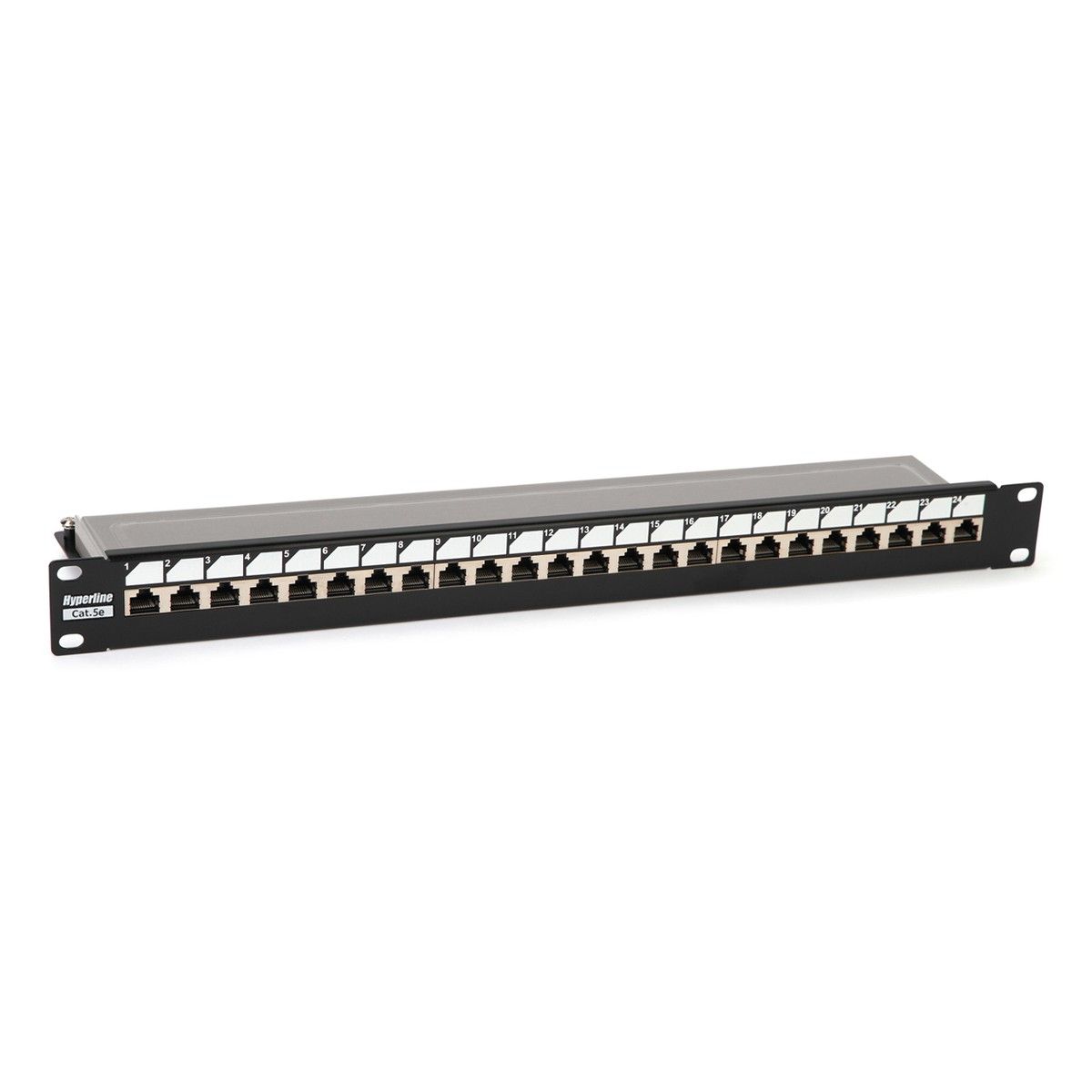 Аксессуары Hyperline Hyperline PP3-19-24-8P8C-C5E-SH-110D Патч-панель 19", 1U, 24 порта RJ-45 полн. экран., категория" 5e, Dual IDC, ROHS, цвет черный