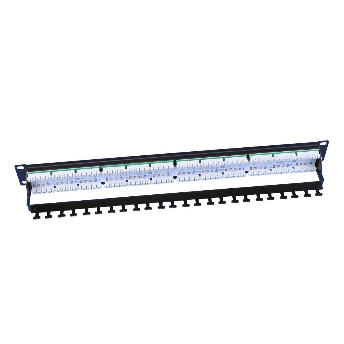 Аксессуары Hyperline Hyperline PP3-19-24-8P8C-C6-110D Патч-панель 19", 1U, 24 порта RJ-45, категория 6, Dual IDC, ROHS, цвет черный (задний кабельный организатор в комплекте)