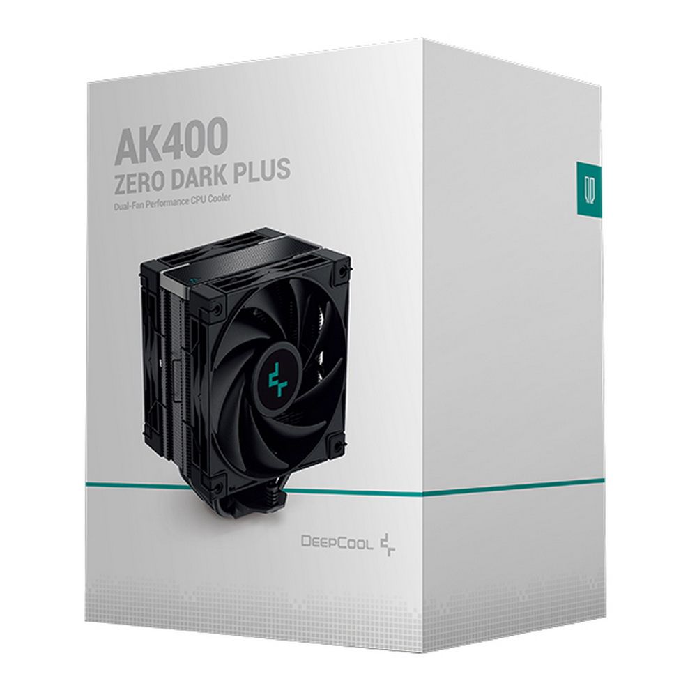Вентилятор Deepcool AK400 ZERO DARK PLUS (Height 155mm, 6mm x 4pcs, Fan 120mm x 2, 500;1650RPM ±10%, < 28 dB(A), 4-pin PWM, TDP 220W, Al+Cu, Screw, Socket AMD AM5/AM4, Intel LGA1700/1200/115x) (727798)