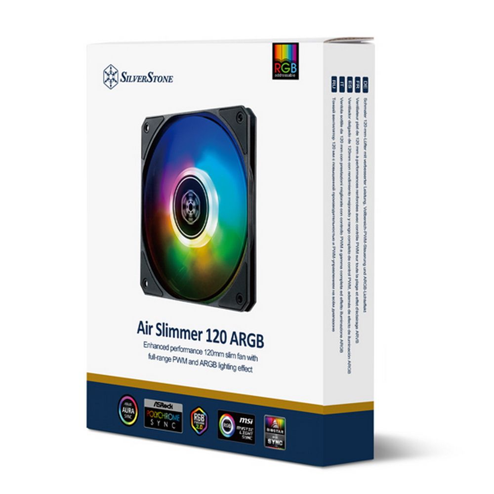 Вентилятор Silverstone SST-AS120B-ARGB Slim 120mm x 15.6mm ARGB Fan, 4Pin PWM (812175) SST-AS120B-ARGB {90}