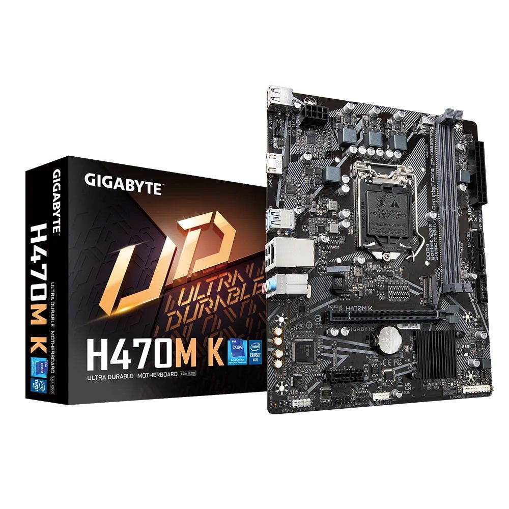 Материнская плата Gigabyte H470M K, Socket 1200, Intel®H470, 2xDDR4-2333, HDMI, 1xPCI-Ex16, 1xPCI-Ex1, 2xSATA3, 1xM.2, 8 Ch Audio, GLan, (4+2)xUSB2.0, (2+2)xUSB3.2, mATX, RTL {}