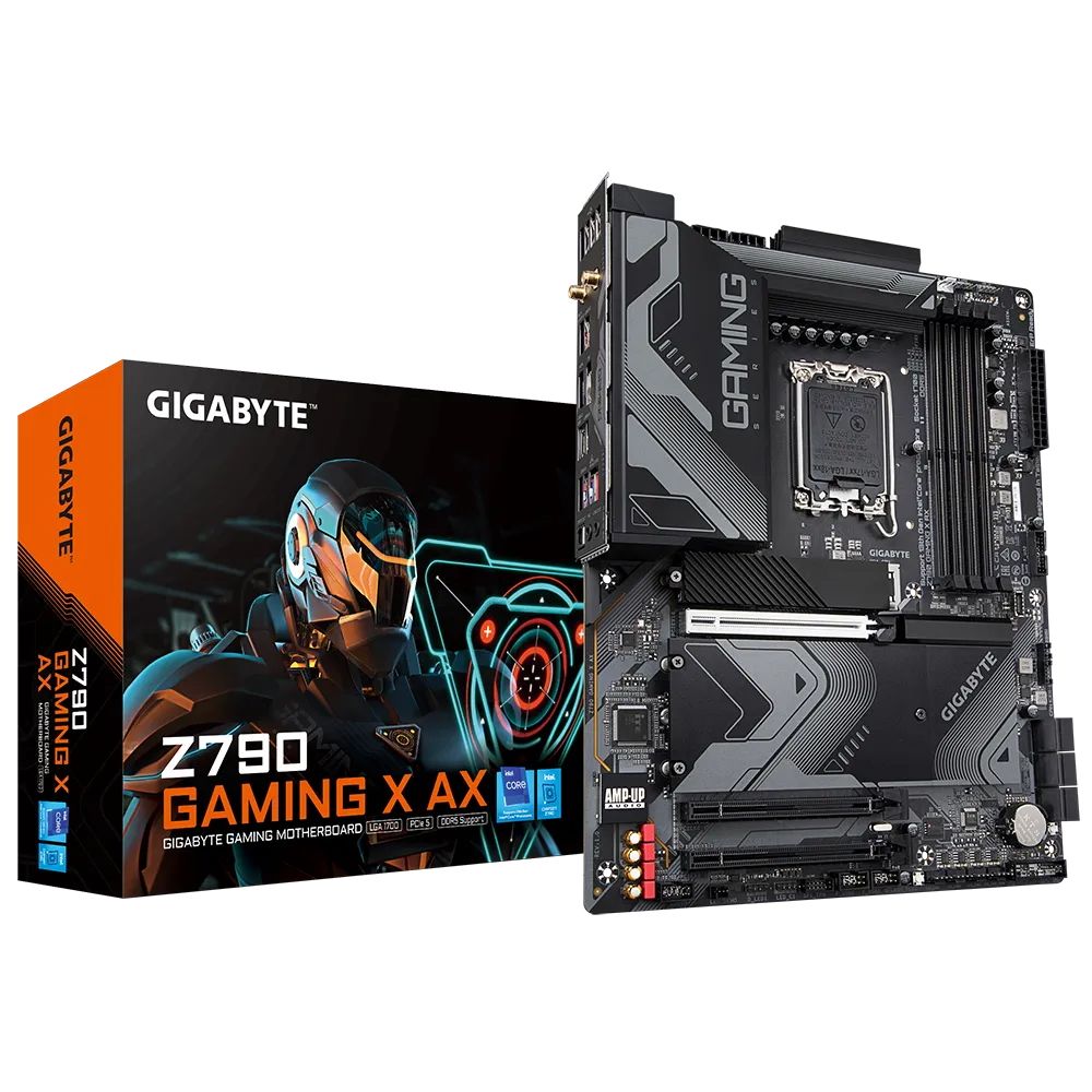 Материнская плата Gigabyte Z790 GAMING X AX, Socket 1700, Intel®Z790, 4xDDR5-4800, HDMI+DP, 3xPCI-Ex16, 6xSATA3(RAID 0/1/5/10), 4xM.2, 8Ch Audio, 1x2.5GbLan, WiFi, (4+4)xUSB2.0, (5+2)xUSB3.2, (1+1)xUSB3.2 Type-C™, ATX, RTL {8} (850296)