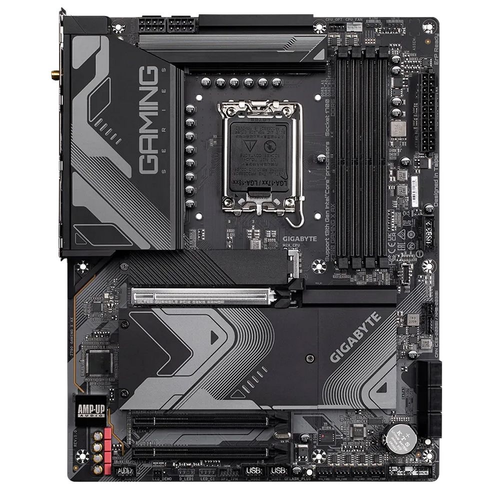 Материнская плата Gigabyte Z790 GAMING X AX, Socket 1700, Intel®Z790, 4xDDR5-4800, HDMI+DP, 3xPCI-Ex16, 6xSATA3(RAID 0/1/5/10), 4xM.2, 8Ch Audio, 1x2.5GbLan, WiFi, (4+4)xUSB2.0, (5+2)xUSB3.2, (1+1)xUSB3.2 Type-C™, ATX, RTL {8} (850296)