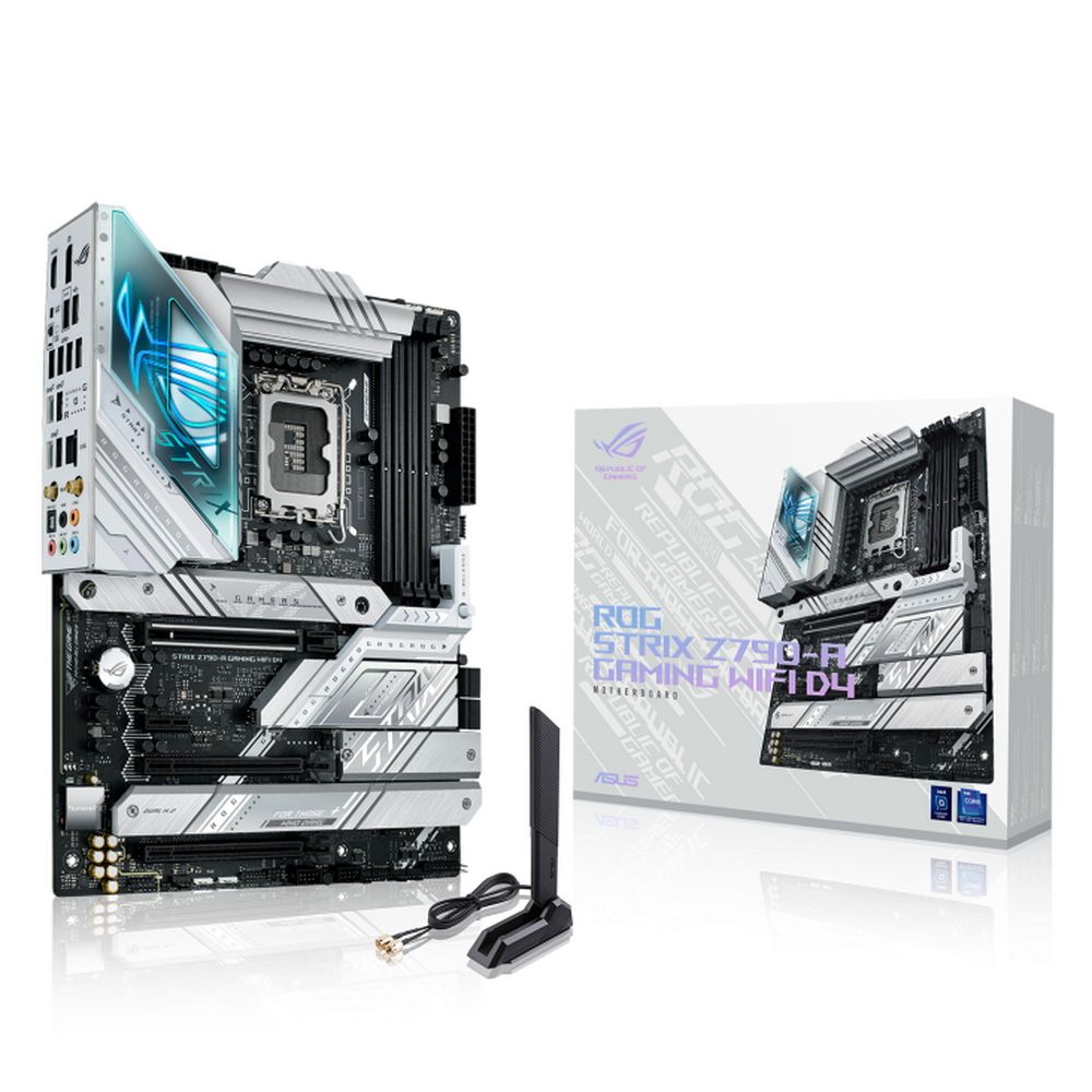 Материнская плата ASUS ROG STRIX Z790-A GAMING WIFI D4 LGA1700 ATX 4xDDR4 3xPCIEx16 PCIEx1 4xM.2 2xUSB-C DP HDMI 2.5GLAN Wi-Fi 6E (90MB1CN0-M0EAY0) (941033)