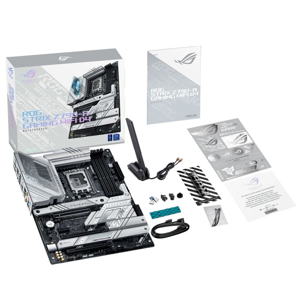 Материнская плата ASUS ROG STRIX Z790-A GAMING WIFI D4 LGA1700 ATX 4xDDR4 3xPCIEx16 PCIEx1 4xM.2 2xUSB-C DP HDMI 2.5GLAN Wi-Fi 6E (90MB1CN0-M0EAY0) (941033)