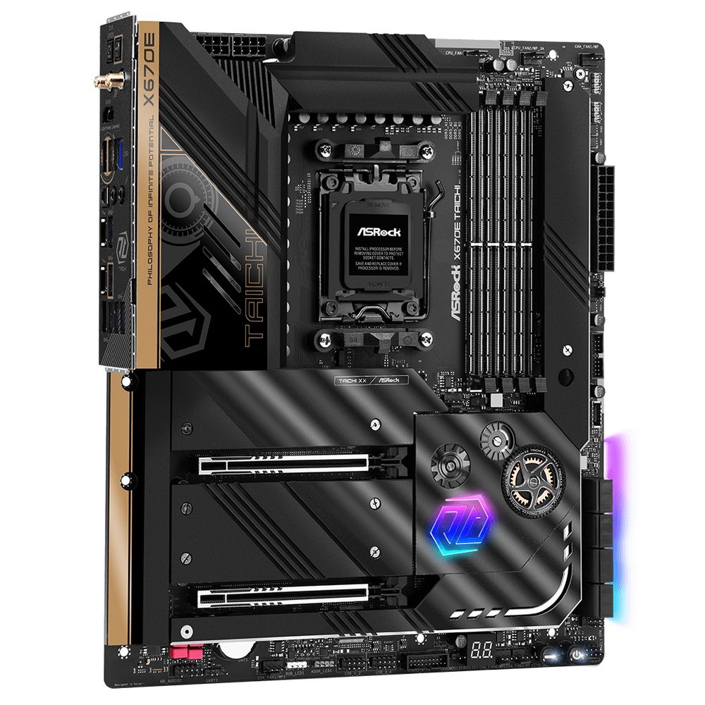 Материнская плата ASRock X670E TAICHI, Socket AM5, AMD X670, 4xDDR5-4800, HDMI, 2xPCI-Ex16, 8xSATA3, 4xM.2, 6 Ch Audio, 1x2.5GLan, WiFi, (4+4)xUSB2.0, (8+4)xUSB3.2, (0+1)xUSB3.2 Type-C™, (2+0)xUSB4 Type-C™, ATX, RTL {}