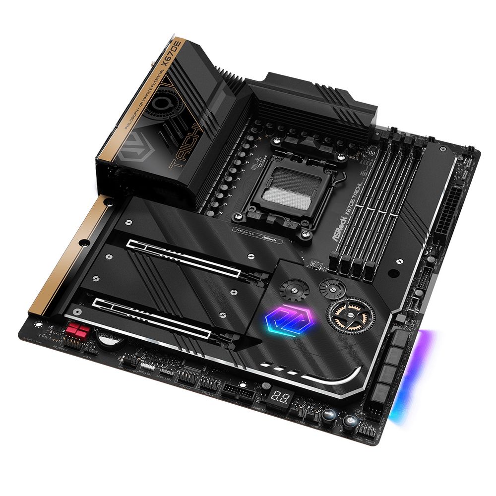Материнская плата ASRock X670E TAICHI, Socket AM5, AMD X670, 4xDDR5-4800, HDMI, 2xPCI-Ex16, 8xSATA3, 4xM.2, 6 Ch Audio, 1x2.5GLan, WiFi, (4+4)xUSB2.0, (8+4)xUSB3.2, (0+1)xUSB3.2 Type-C™, (2+0)xUSB4 Type-C™, ATX, RTL {}