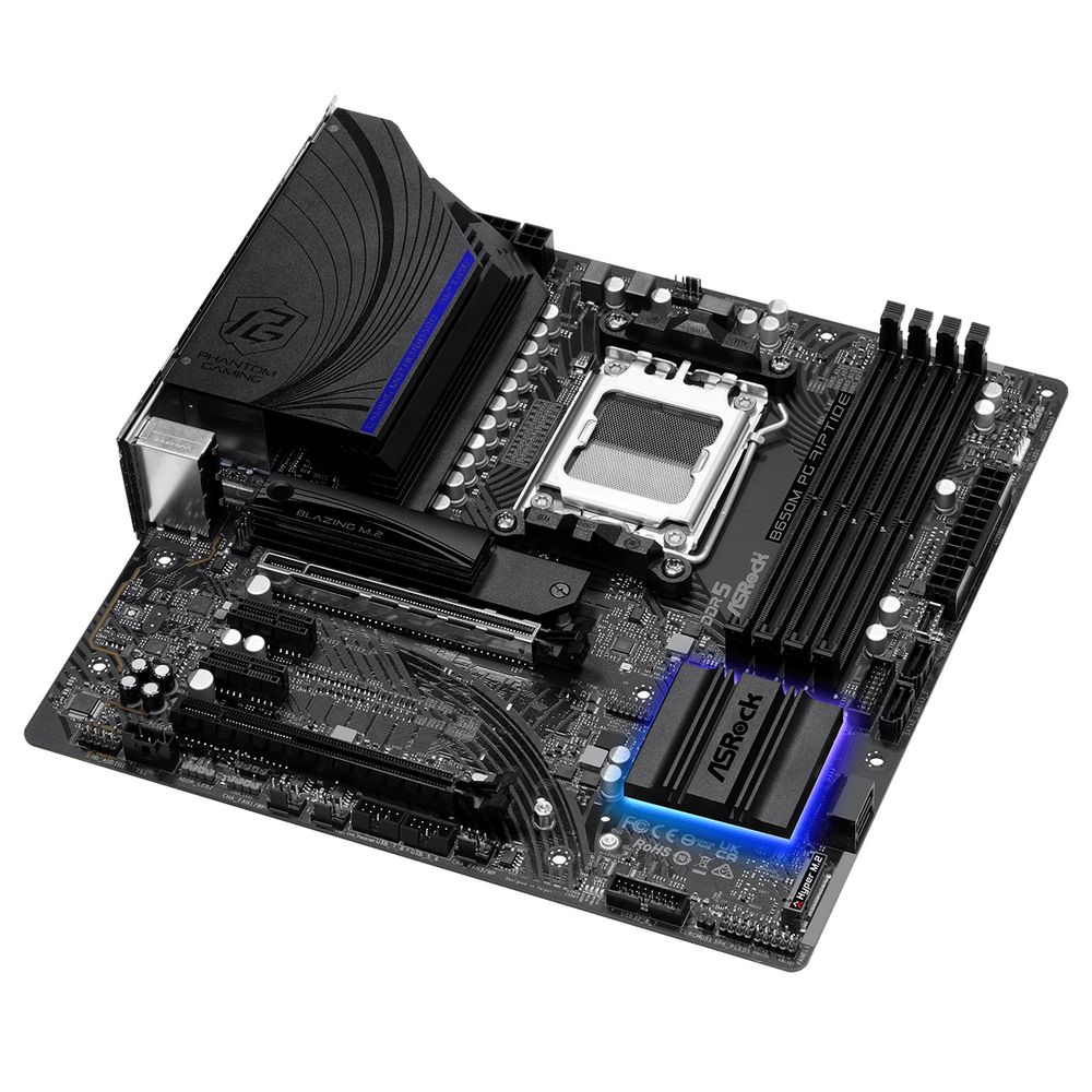 Материнская плата ASRock B650M PG RIPTIDE, Socket AM5, AMD B650, 4xDDR5-5200, HDMI+DP, 2xPCI-Ex16, 2xPCI-Ex1, 4xSATA3(RAID 0/1/10), 2xM.2, 8 Ch Audio, 1x2.5GLan, (4+4)xUSB2.0, (3+4)xUSB3.2, (1+1)xUSB3.2 Type-C™, mATX, RTL, {5}