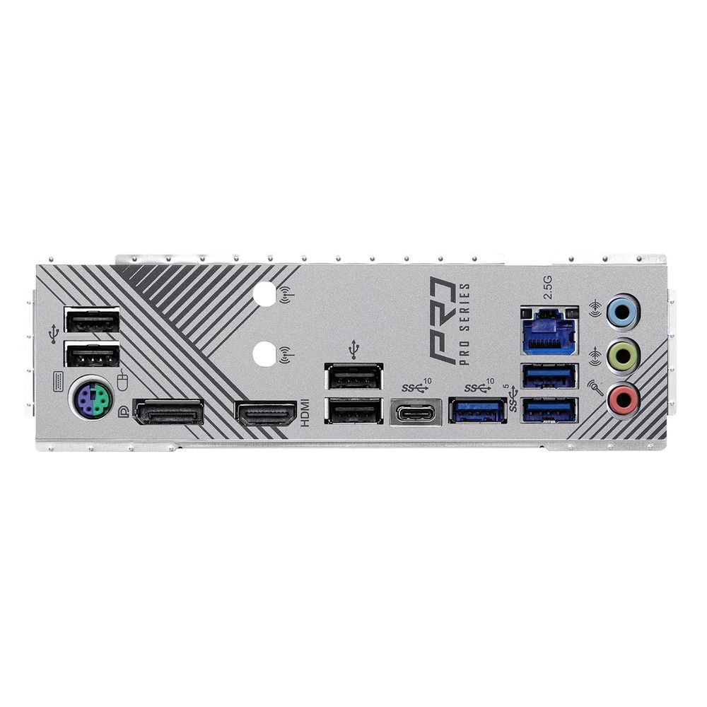 Материнская плата ASRock Z790 PRO RS, Socket 1700, Intel®Z790, 4xDDR5-4800, HDMI+DP, 2xPCI-Ex16, 2xPCI-Ex1, 8xSATA3(RAID 0/1/5/10), 4xM.2, 8 Ch Audio, 1x2.5GLan, (4+4)xUSB2.0, (3+4)xUSB3.2, (1+1)xUSB3.2 Type-C™, ATX, 1xPS/2, RTL {}