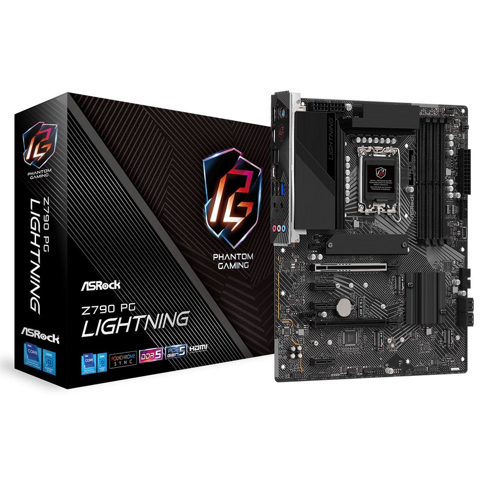 Материнская плата ASRock Z790 PG LIGHTNING, Socket 1700, Intel®Z790, 4xDDR5-4800, HDMI, 2xPCI-Ex16, 3xPCI-Ex1, 4xSATA3(RAID 0/1/5/10), 4xM.2, 8 Ch Audio, 1x2.5GLan, (1+2)xUSB2.0, (6+4)xUSB3.2, (1+1)xUSB3.2 Type-C™, 1x/PS/2, ATX, RTL {}