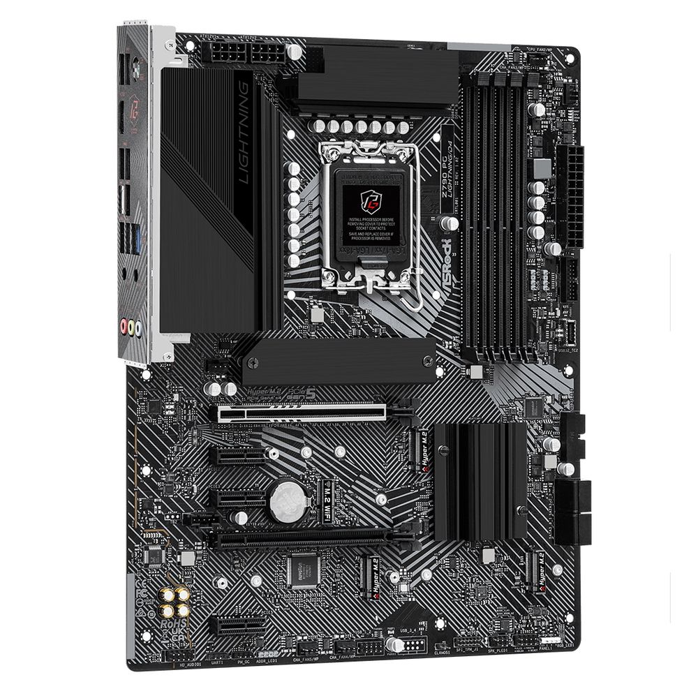Материнская плата ASRock Z790 PG LIGHTNING/D4, Socket 1700, Intel®Z790, 4xDDR4-3200, HDMI, 2xPCI-Ex16, 3xPCI-Ex1, 4xSATA3(RAID 0/1/5/10), 4xM.2, 8 Ch Audio, 1x2.5GLan, (1+2)xUSB2.0, (6+4)xUSB3.2, (1+1)xUSB3.2 Type-C™, 1x/PS/2, ATX, RTL {}