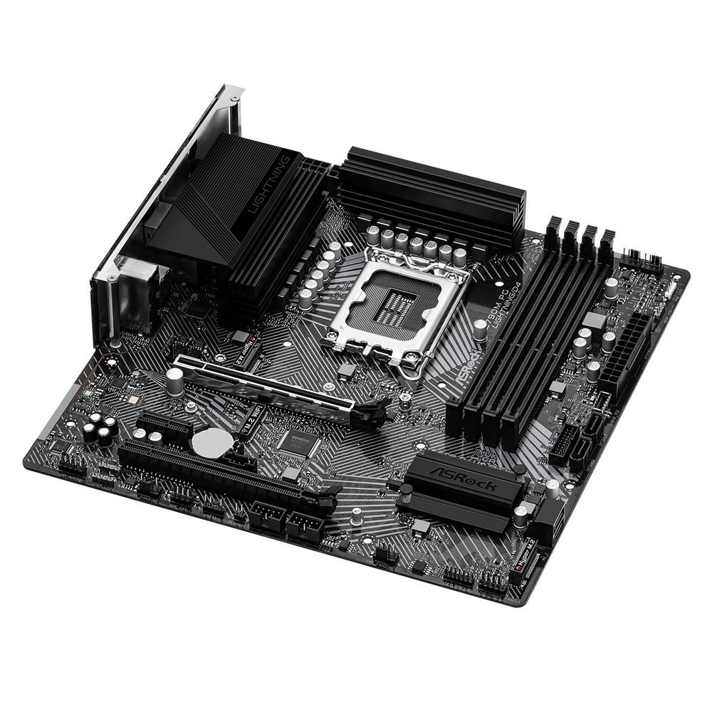 Материнская плата ASRock Z790M PG LIGHTNING/D4, Socket 1700, Intel®Z790, 4xDDR4-3200, HDMI, 2xPCI-Ex16, 1xPCI-Ex1, 4xSATA3(RAID 0/1/5/10), 2xM.2, 8 Ch Audio, 1xGLan, (2+4)xUSB2.0, (5+2)xUSB3.2, (1+1)xUSB3.2 Type-C™, 1x/PS/2, mATX, RTL {}