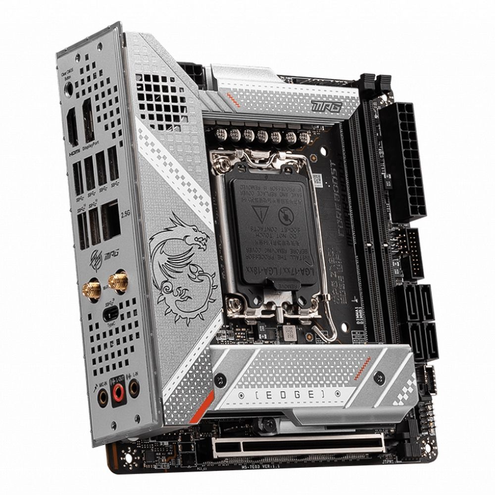 Материнская плата MSI MPG Z790I EDGE WIFI Z790, LGA1700, 2*DDR5, 1*PCIEx16, 1*M.2, 2*TypeC, 2*USB3.2Gen2, 6*USB3.2Gen1, 2*USB2.0, 4*SATA3.0, 2.5G, DP, HDMI, Mini-ITX, RTL