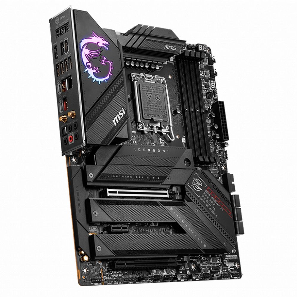 Материнская плата MSI MPG Z790 CARBON WIFI Z790, LGA1700, 4*DDR5, 2*PCIEx16, 1*PCIEx1, 5*M.2, 3*TypeC, 6*USB3.2Gen2, 4*USB3.2Gen1, 4*USB2.0, 6*SATA3.0, 5G, HDMI, ATX, RTL